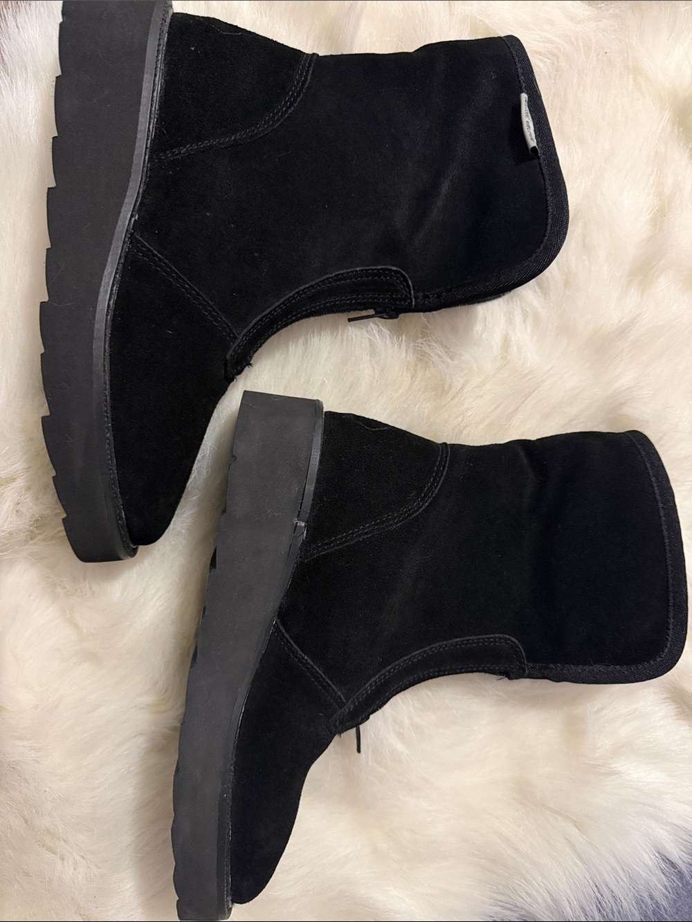Aussie Merino Women's Black Suede Mid-Calf Winter Boots